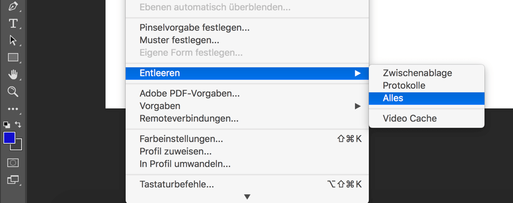 Photoshop Cache entleeren