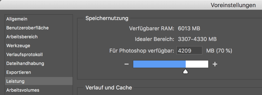 Photoshop Speichernutzung konfigurieren
