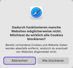 Safari Cookies blockieren