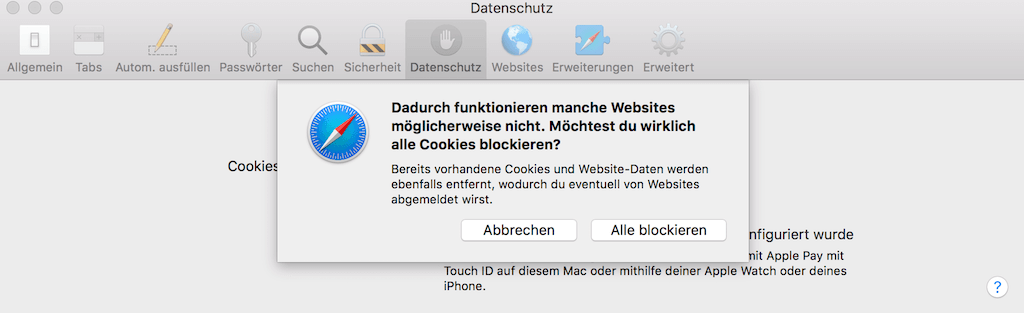 Safari-Cookies direkt entfernen