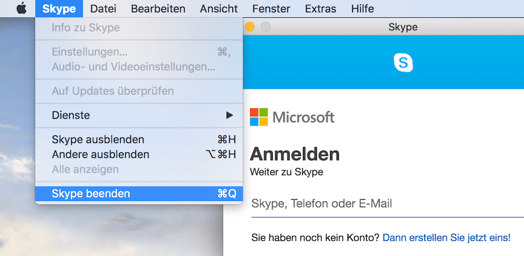 Skype beenden Mac