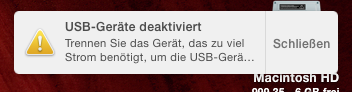 USB-Geräte deaktiviert Fehlermeldung