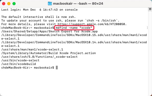 Xcode Dateien finden