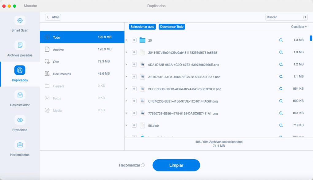 Resultado de análisis de archivos duplicados