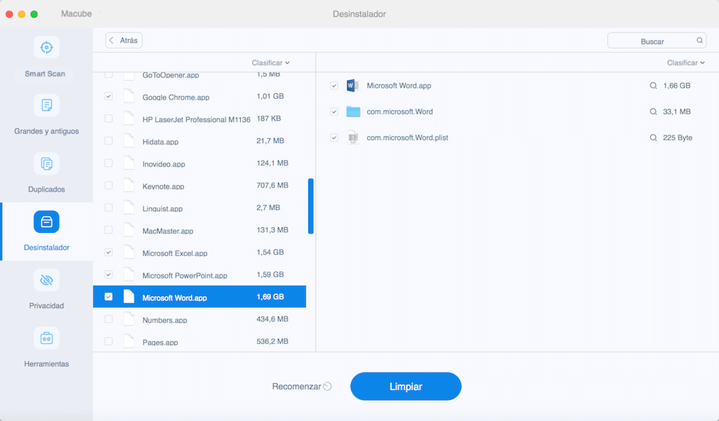 Borrar los archivos de Microsoft Office en Mac