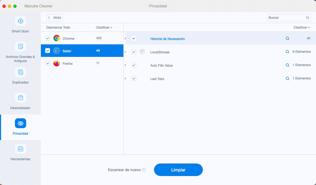 Limpiar la caché de navegador Safari en Mac