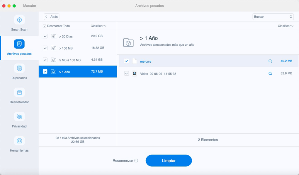 Limpiar archivos pedados y antiguos Mac