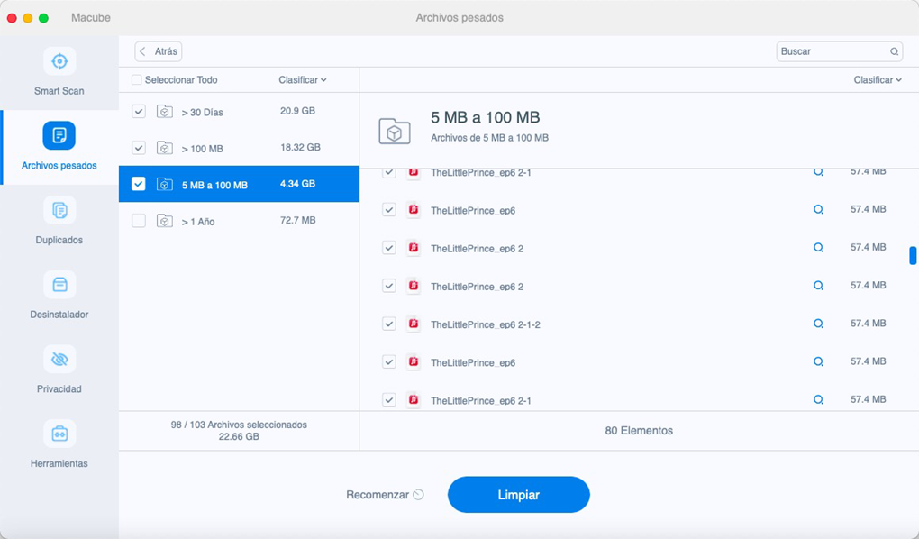 Limpiar archivos pedados y antiguos Mac