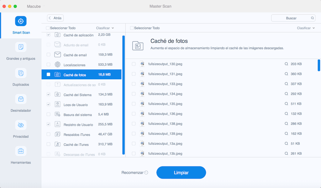 Limpiar caché de fotos en Mac