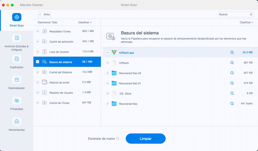 Eliminar la basura del sistema en Mac