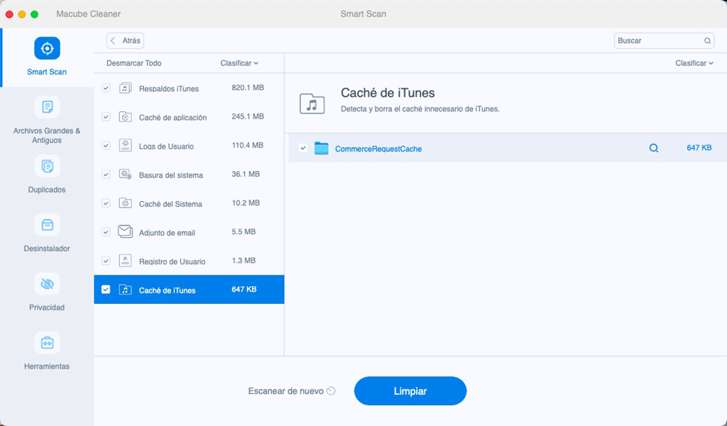 Limpiar la caché de iTunes en Mac