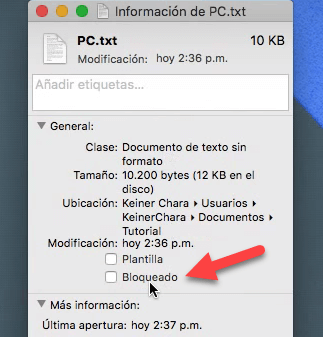 Archivos bloqueados en Mac