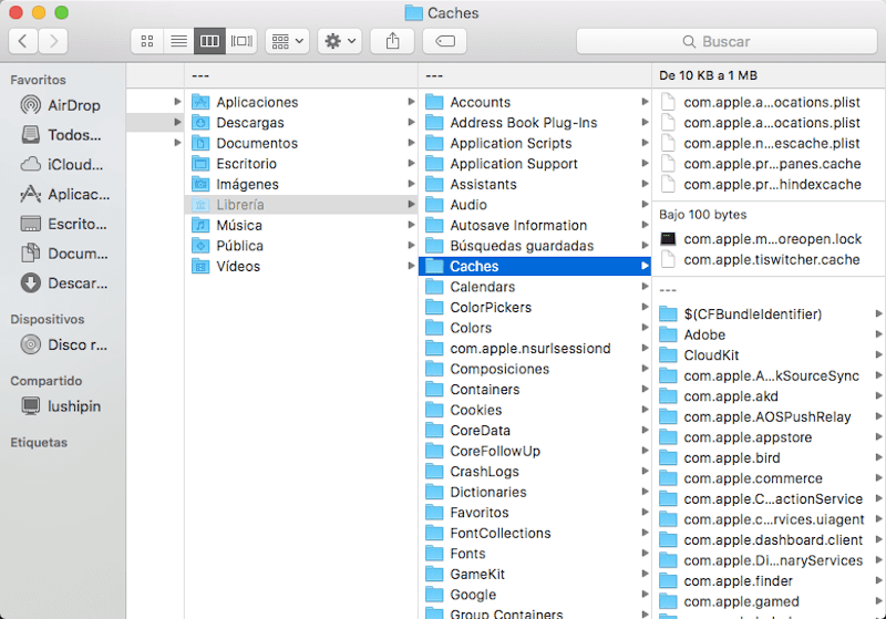 Borrar los archivos de caché de Mac