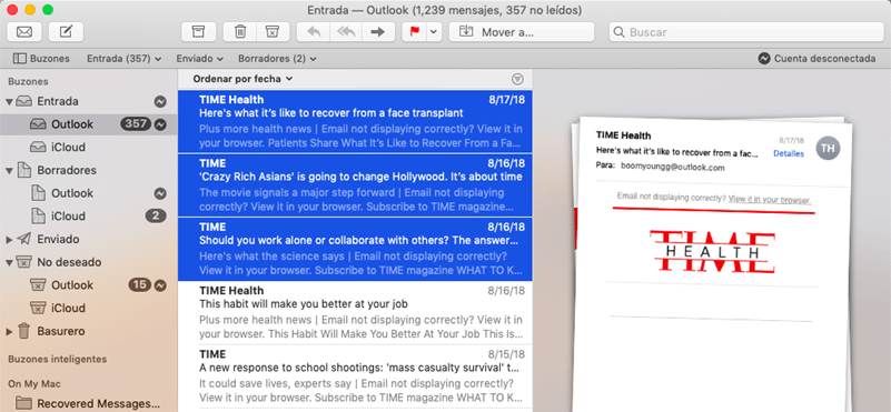 Contenido de Mail Mac
