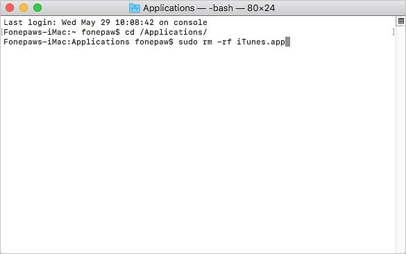 Desinstalar iTunes con terminal