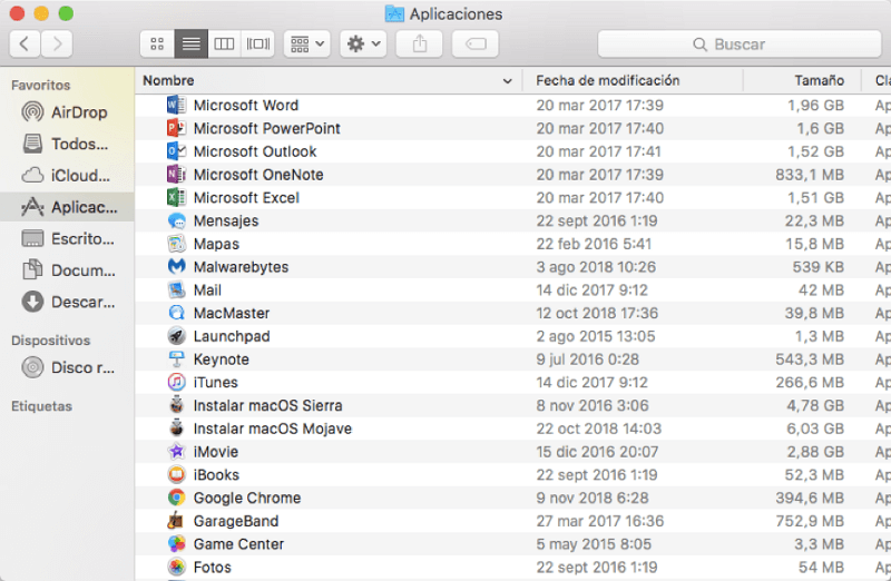 Desinstalar Microsoft Office en aplicaciones Mac