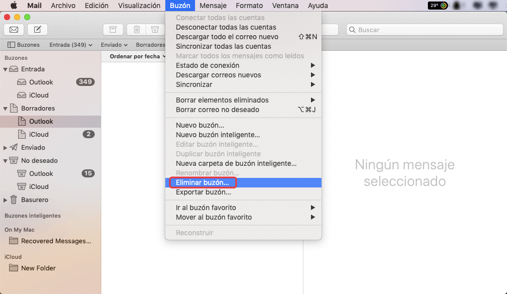 Eliminar buzón de Mail