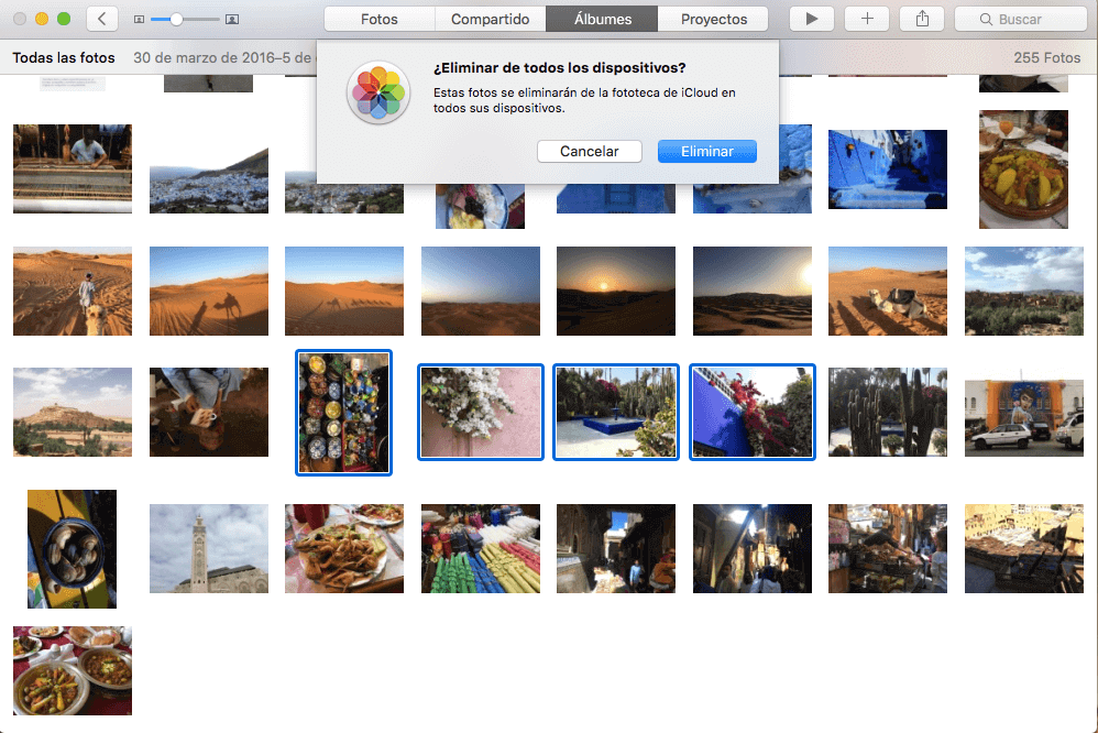 Eliminar las fotos de todos los dispositivos en Mac