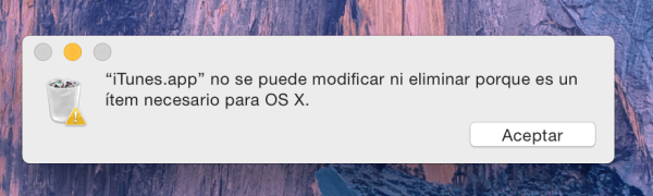 iTunes no se puede modificar ni eliminar