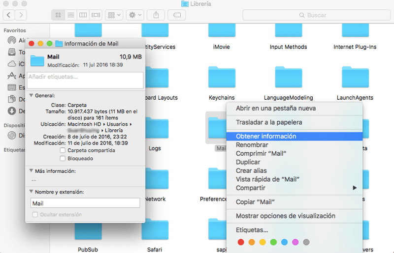 Obtener información de Mail en Mac