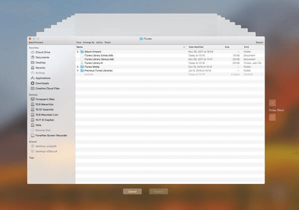 Reinstalar iTunes con Time Machine