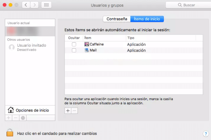Eliminar ítem de Inicio en Mac