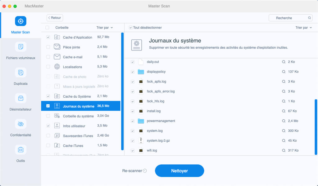 supprimer fichiers inutiles mac
