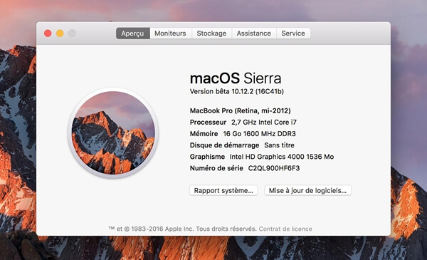 Vérifier la capacité de mémoire de Mac
