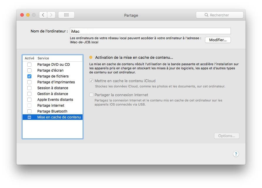 Mise en cache du contenu
