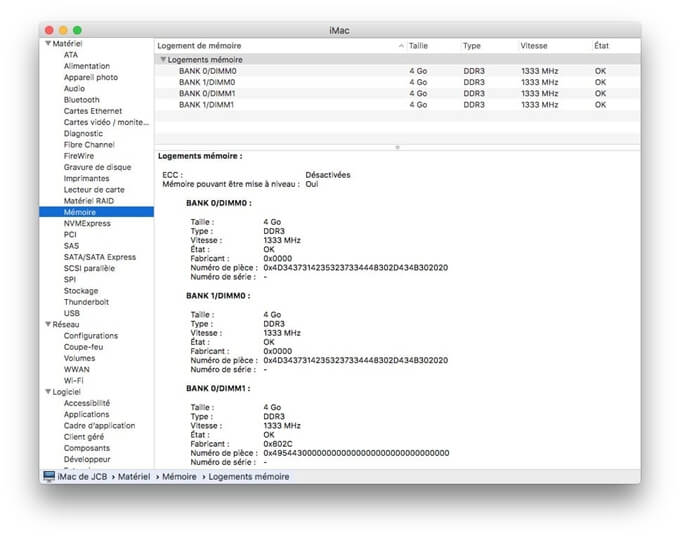 Vérifier la capacité de mémoire de Mac