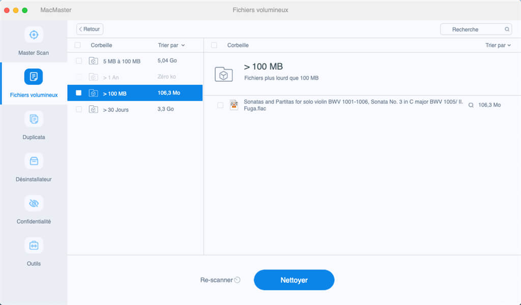 Nettoyer les anciens/grands fichiers Mac