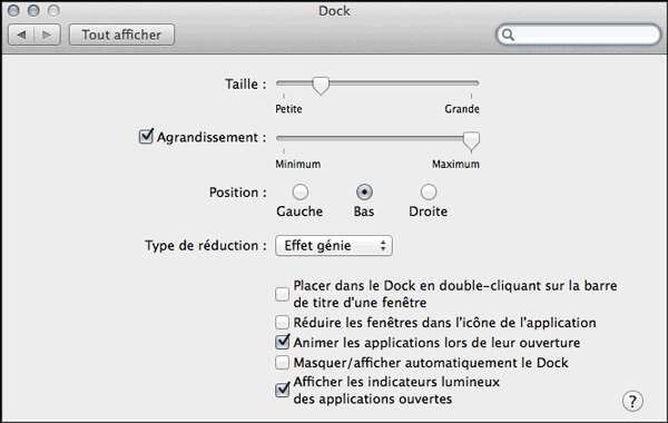 Quitter les applications dans le Dock