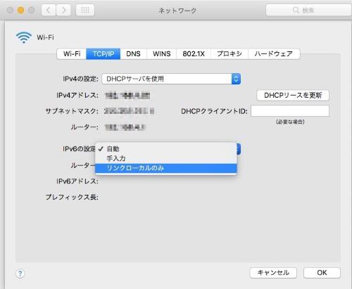 リンクローカルのみ