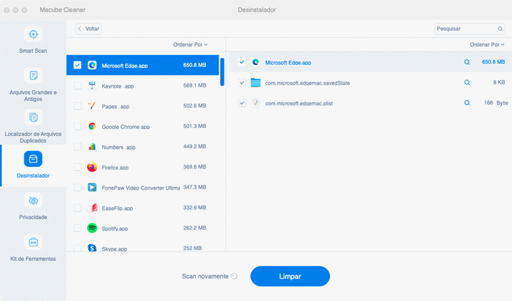 desinstalar os aplicativos