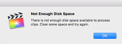 insuficiente espaço de disco do imovie