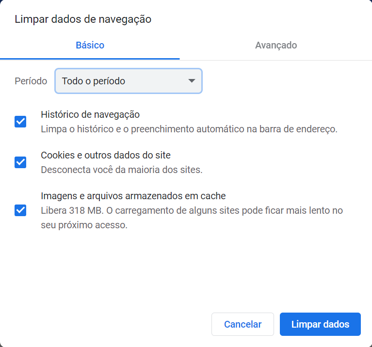 limpar historico do Chrome
