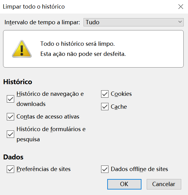 limpar historico do Firefox