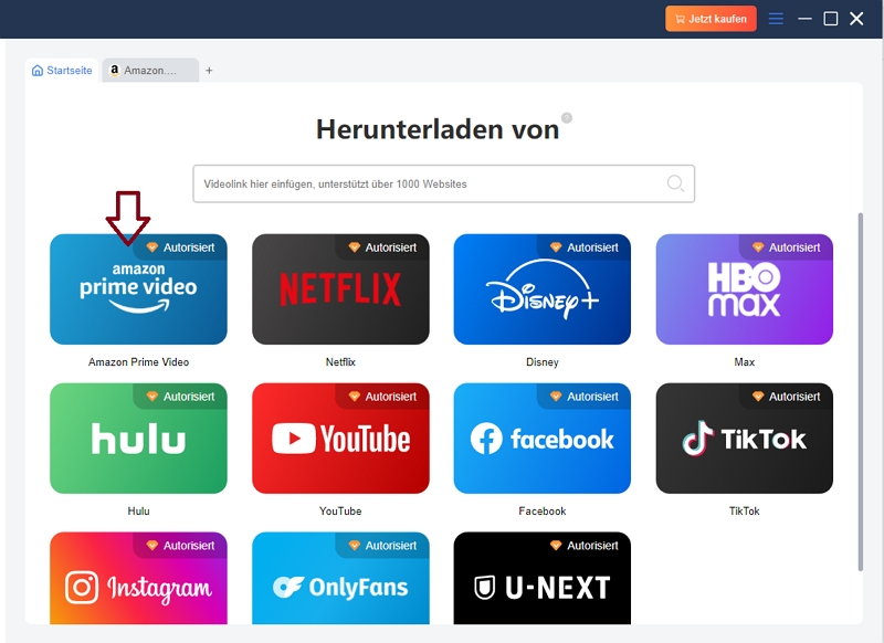 Videolink hinzufügen | Amazon Prime Videos auf dem Mac finden und herunterladen