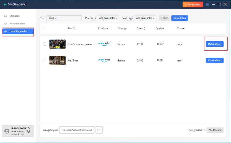 Heruntergeladenes Video ansehen | Amazon Prime Videos auf dem Mac finden und herunterladen