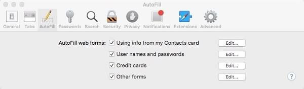 Удалить автозаполнение в Safari | Удалить автозаполнение в Safari на Mac