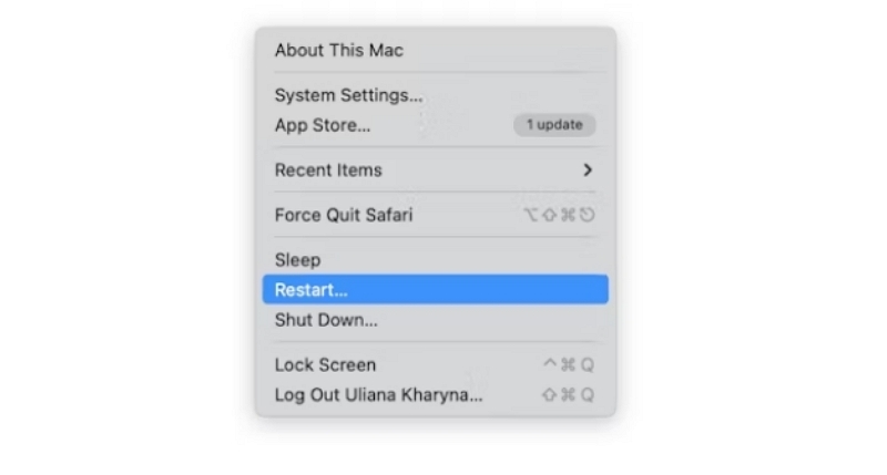 инициируем перезагрузку | Очистить кэш оперативной памяти на Mac