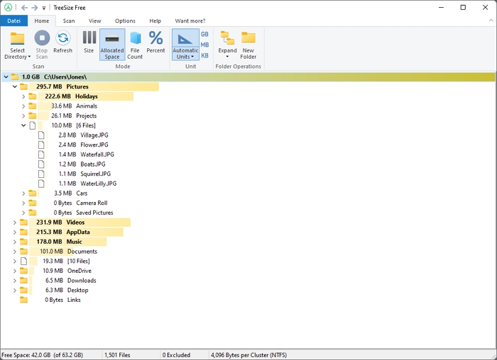 поиск больших файлов в формате Treesize | Поиск больших файлов для Windows