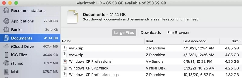 documents | delete large files on mac
