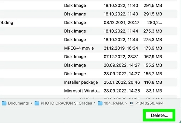 delete a document | delete large files on mac