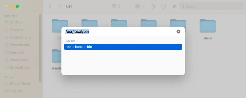 Afficher la corbeille locale Mac Usr dans le Finder | Accédez à l'outil de recherche de bacs cachés