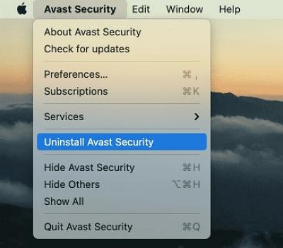 barra de menu | Limpeza do Avast para Mac
