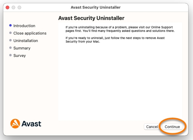 uninstalled window | Avast Cleanup for Mac