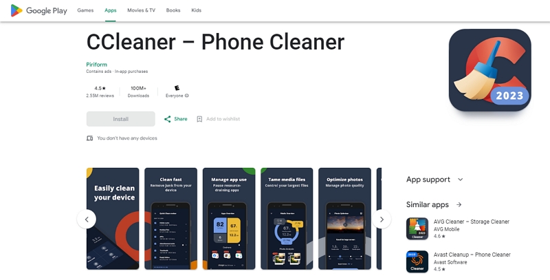 CCleaner para Android | Los 10 mejores limpiadores de caché
