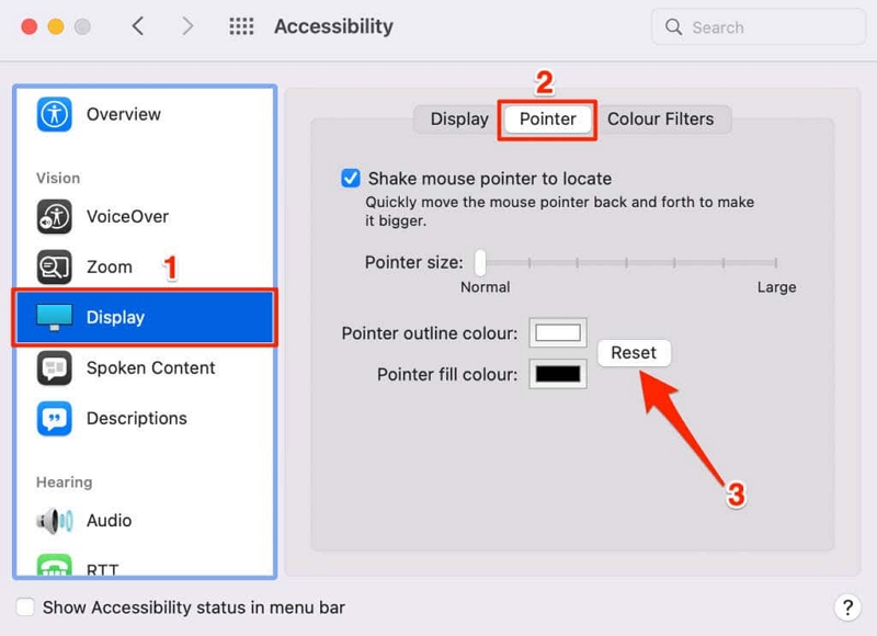 Resets the pointer color of your Mac | how to lower mac ram usage