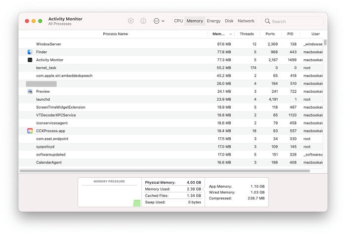Проверьте Монитор активности | как найти групповые контейнеры на Mac